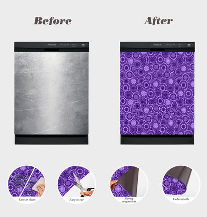 Dishwasher Magnet Cover - Reusable Magnetic Tiles Decal - Pack of 4 Tiles - V049