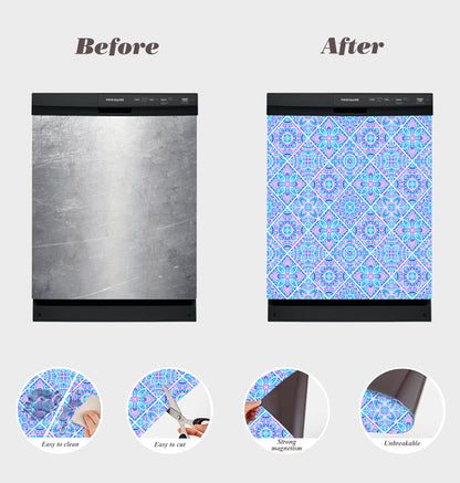 Dishwasher Magnet Cover - Reusable Magnetic Tiles Decal - Pack of 4 Tiles - V066