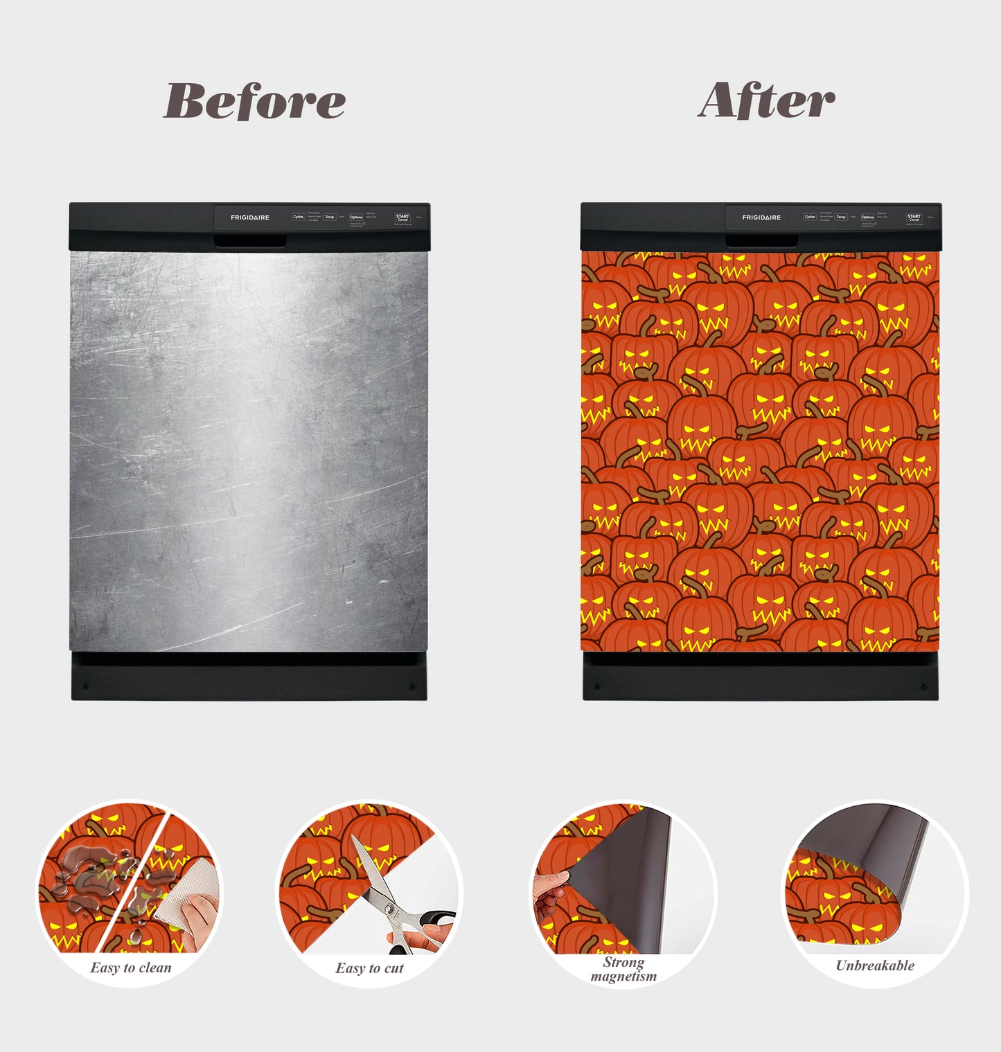 Dishwasher Magnet Cover - Reusable Magnetic Tiles Decal - Pack of 4 Tiles - V062