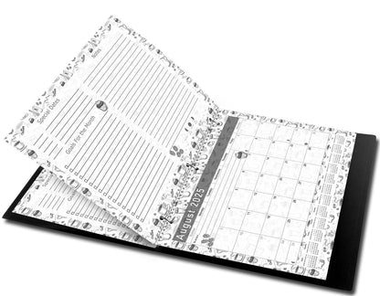 2025 - 2026 Academic Year 12 Months Student Calendar 3-Ring Binder - Black&White - (Edition #026)