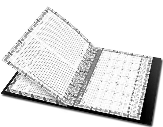 2026 - 2027 Academic Year 12 Months Student Calendar 3-Ring Binder - Back&White - (Edition #014)