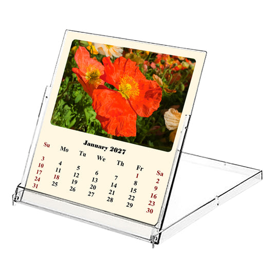 2027 CD-Style Desk Calendar 12 Months Calendar (Flowers)
