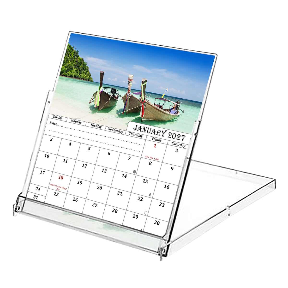 2026-2027 CD-Style Desk Calendar 18 Months Calendar (Beaches)