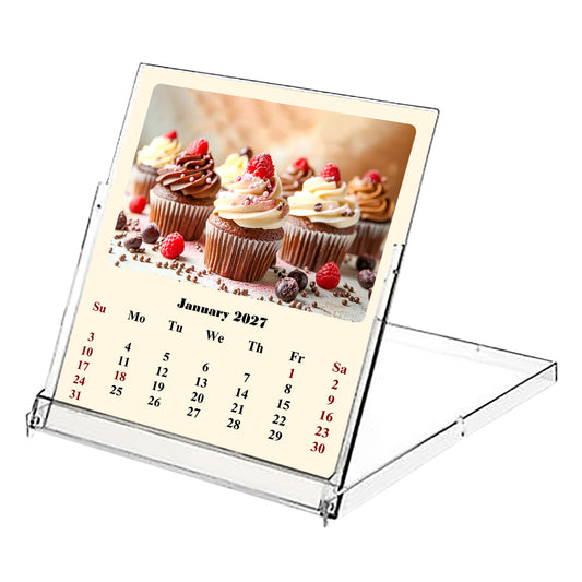 2027 CD-Style Desk Calendar 12 Months Calendar (Cupcakes)
