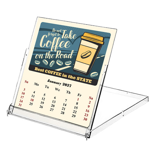 2027 CD-Style Desk Calendar 12 Months Calendar (Coffee)