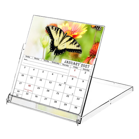 2027 CD-Style Desk Calendar 12 Months Calendar (Butterflies)