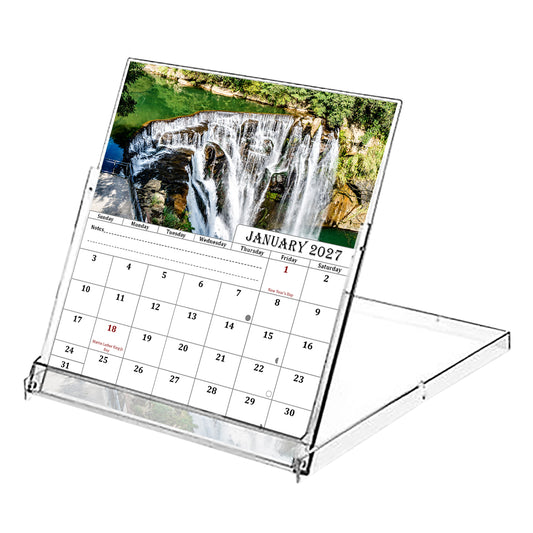 2027 CD-Style Desk Calendar 12 Months Calendar (Waterfalls)