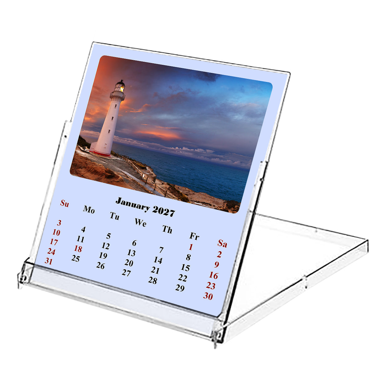 2027 CD-Style Desk Calendar 12 Months Calendar (Lighthouses)