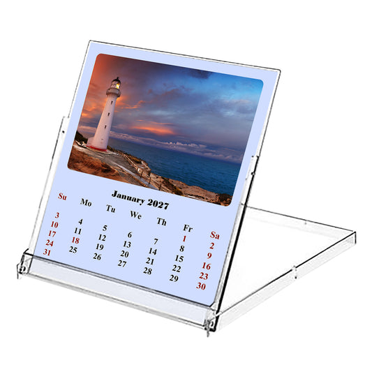 2027 CD-Style Desk Calendar 12 Months Calendar (Lighthouses)