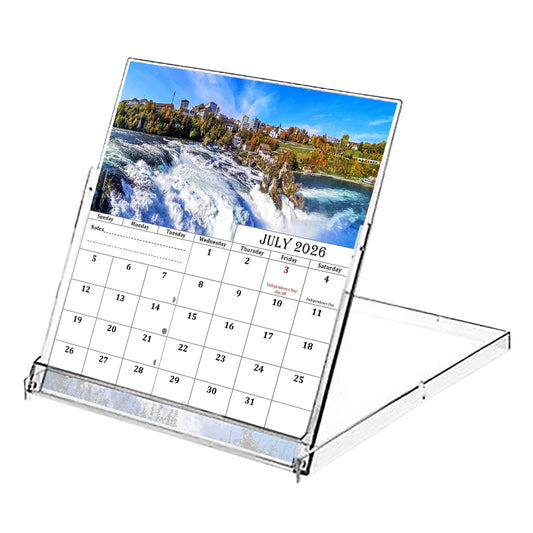 2026-2027 CD-Style Desk Calendar 18 Months Calendar (Waterfalls)