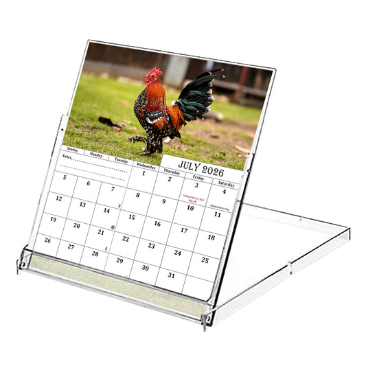 2026-2027 CD-Style Desk Calendar 18 Months Calendar (Roosters)