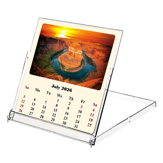 2026-2027 CD-Style Desk Calendar 18 Months Calendar (Sunset&Sunrise)