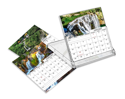 2027 CD-Style Desk Calendar 12 Months Calendar (Waterfalls)