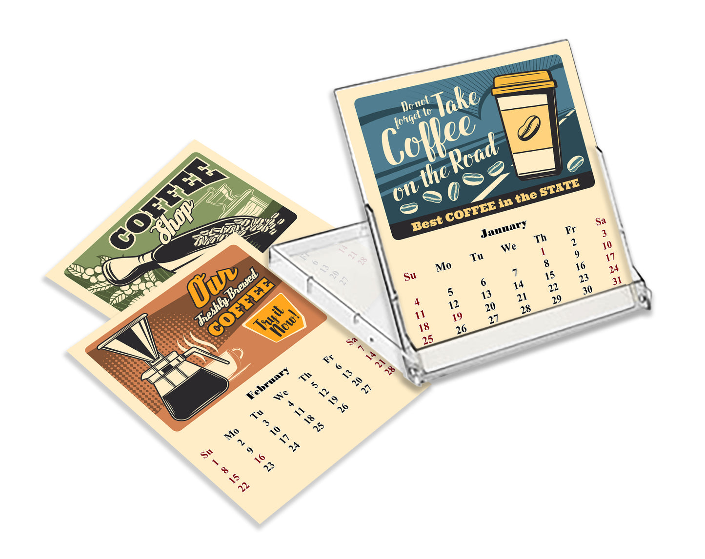 2027 CD-Style Desk Calendar 12 Months Calendar (Coffee)