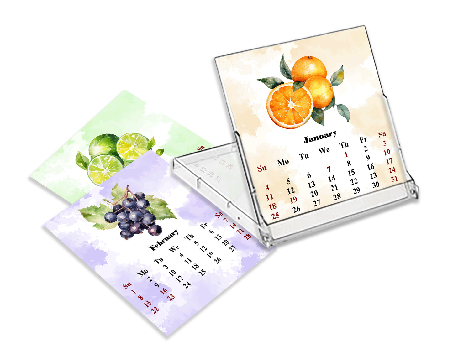 2027 CD-Style Desk Calendar 12 Months Calendar (Fruits & Berrier)