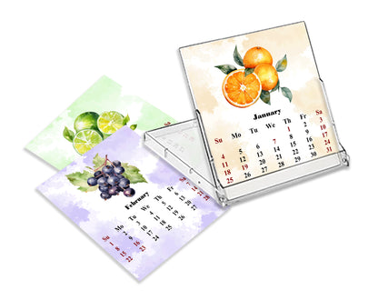 2027 CD-Style Desk Calendar 12 Months Calendar (Fruits & Berrier)