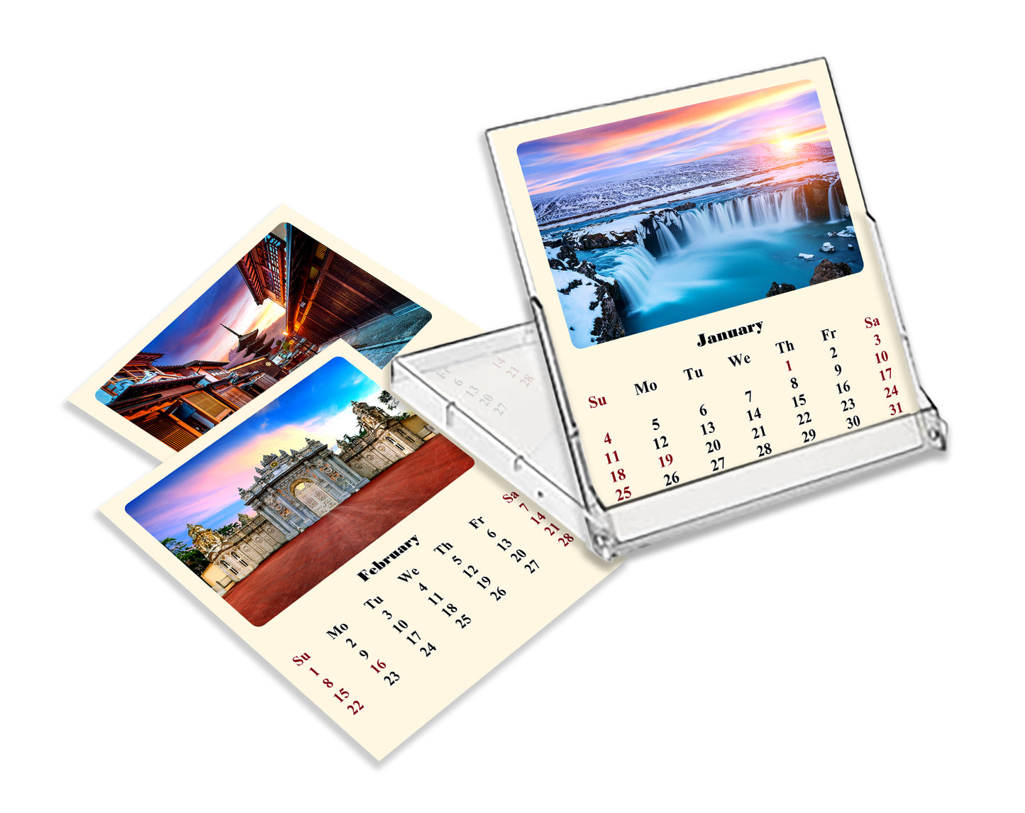 2027 CD-Style Desk Calendar 12 Months Calendar (Sunset&Sunrise)