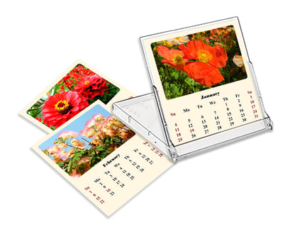 2027 CD-Style Desk Calendar 12 Months Calendar (Flowers)