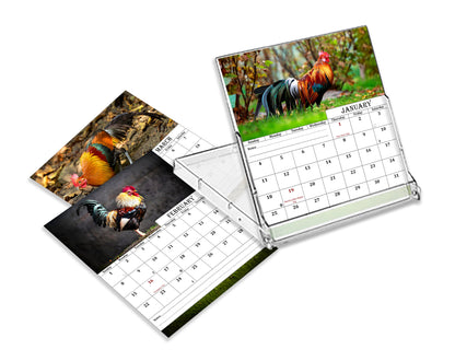 2027 CD-Style Desk Calendar 12 Months Calendar (Roosters)