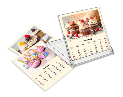2027 CD-Style Desk Calendar 12 Months Calendar (Cupcakes)