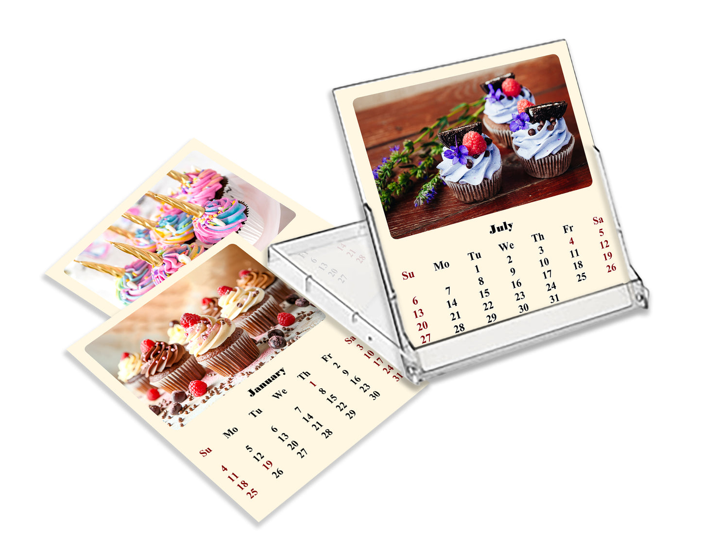2025-2026 CD-Style Desk Calendar 18 Months Calendar (Cupcakes)