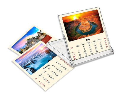 2025-2026 CD-Style Desk Calendar 18 Months Calendar (Sunset&Sunrise)