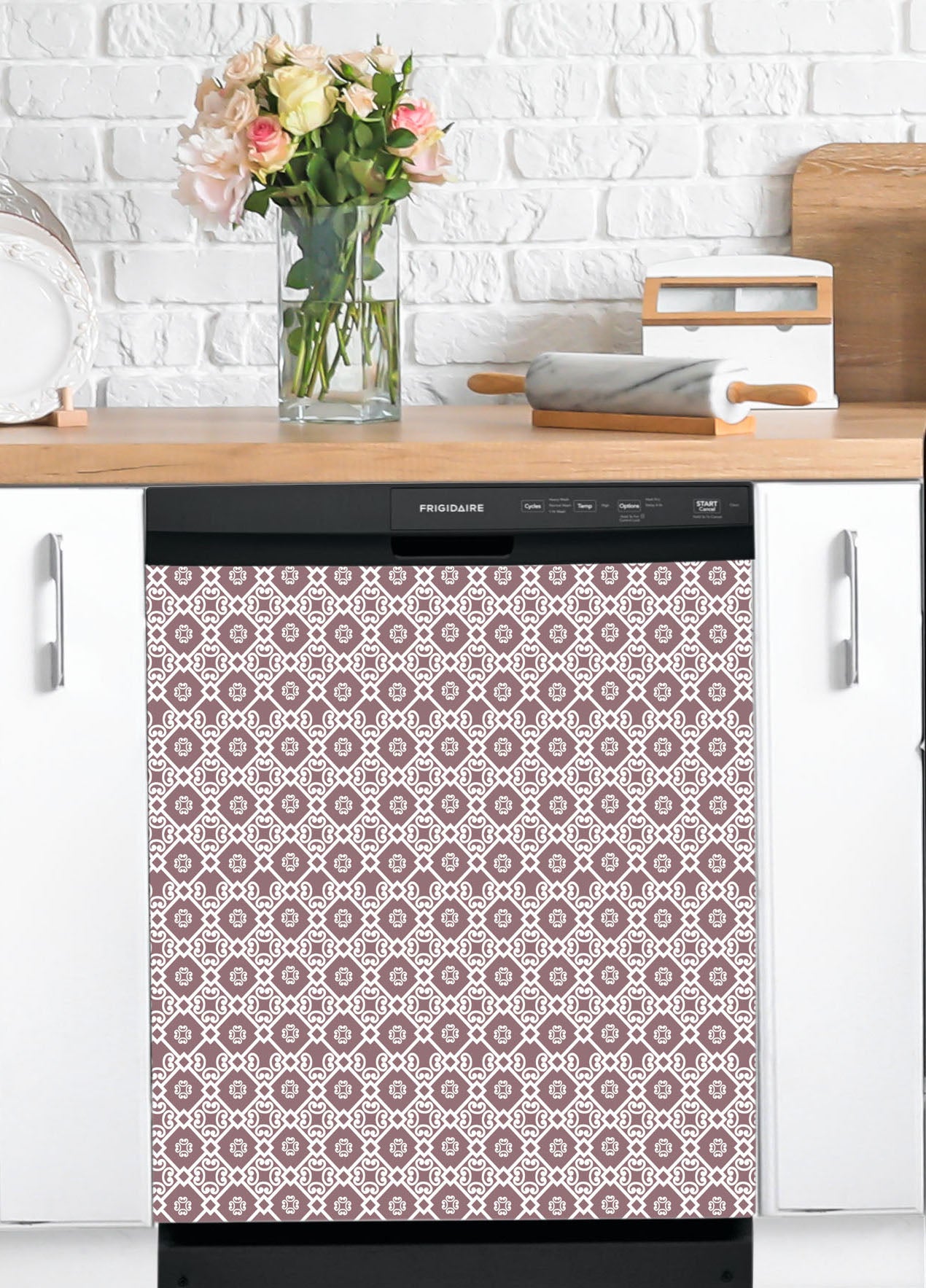 Dishwasher Magnet Cover - Reusable Magnetic Tiles Decal - Pack of 4 Tiles - V065