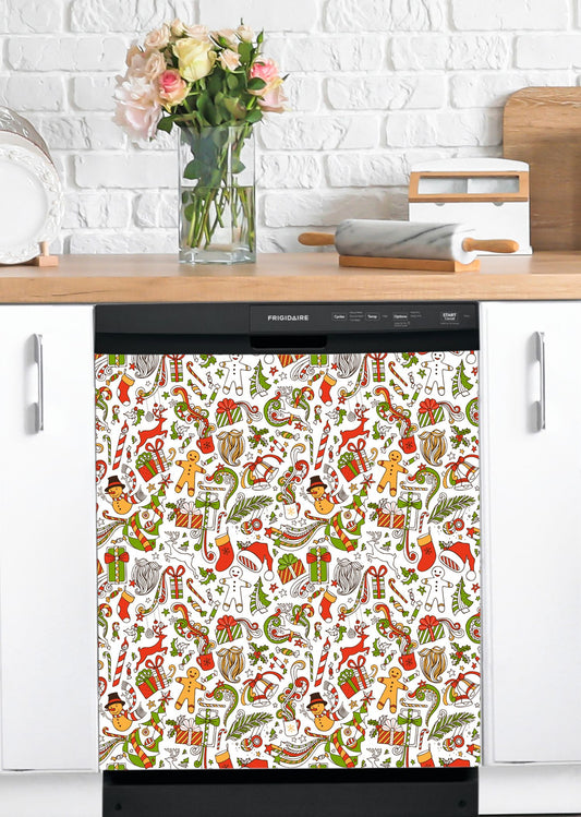 Dishwasher Magnet Cover - Reusable Magnetic Tiles Decal - Pack of 4 Tiles - V053