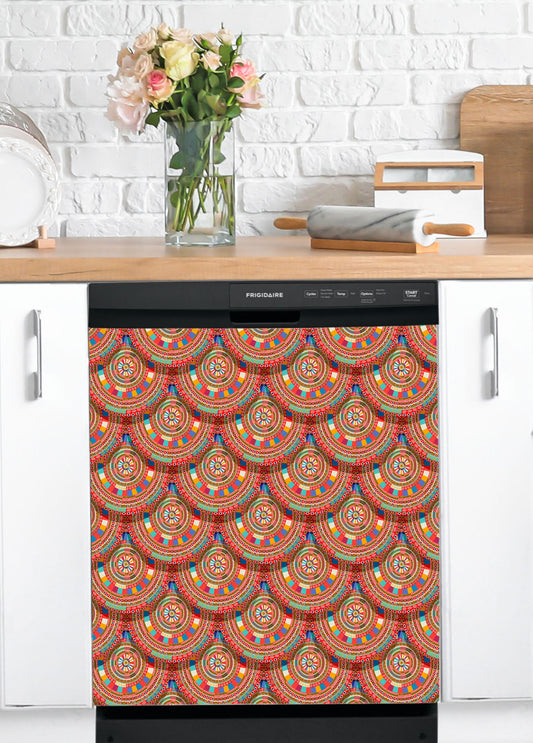 Dishwasher Magnet Cover - Reusable Magnetic Tiles Decal - Pack of 4 Tiles - V070