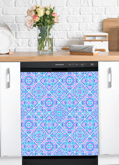 Dishwasher Magnet Cover - Reusable Magnetic Tiles Decal - Pack of 4 Tiles - V066