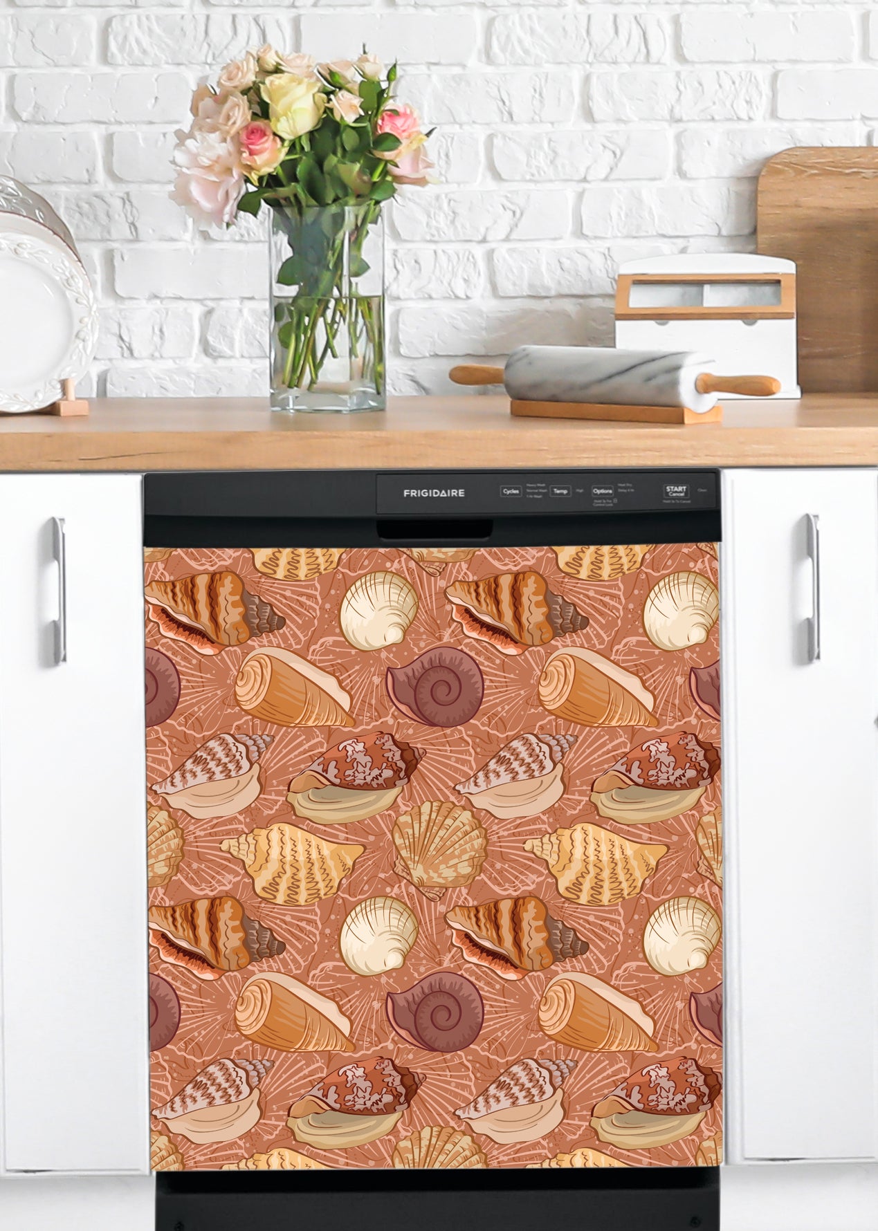 Dishwasher Magnet Cover - Reusable Magnetic Tiles Decal - Pack of 4 Tiles - V036