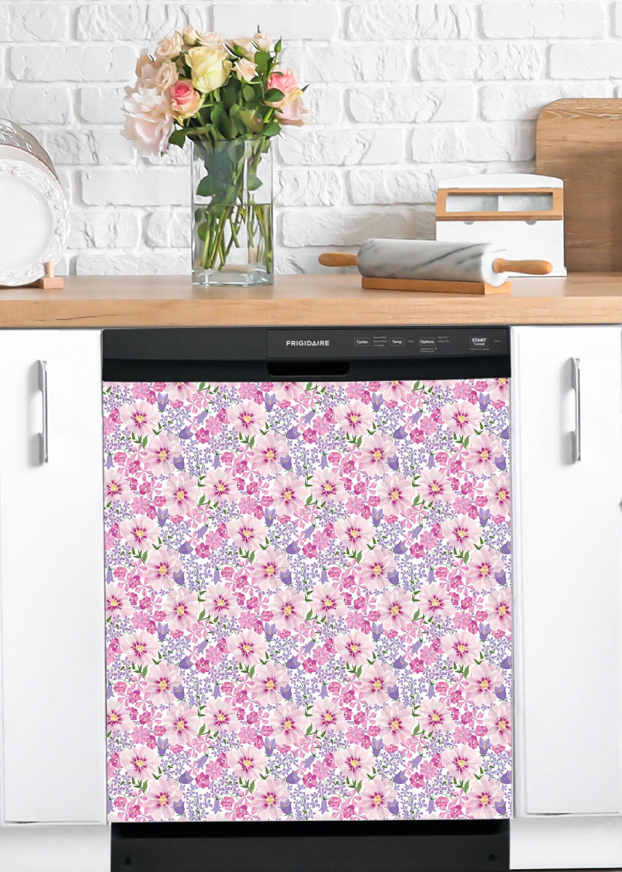 Dishwasher Magnet Cover - Reusable Magnetic Tiles Decal - Pack of 4 Tiles - V064