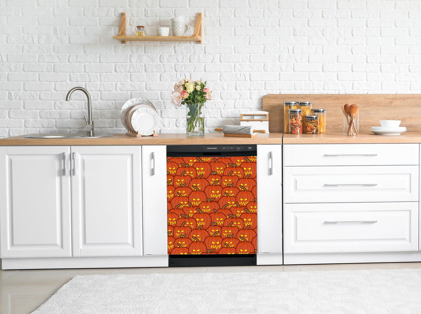 Dishwasher Magnet Cover - Reusable Magnetic Tiles Decal - Pack of 4 Tiles - V062
