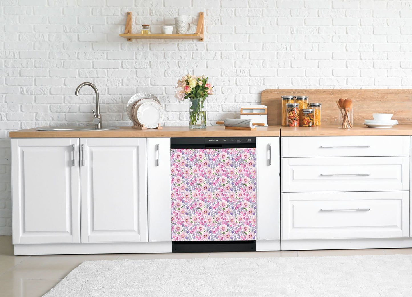 Dishwasher Magnet Cover - Reusable Magnetic Tiles Decal - Pack of 4 Tiles - V064