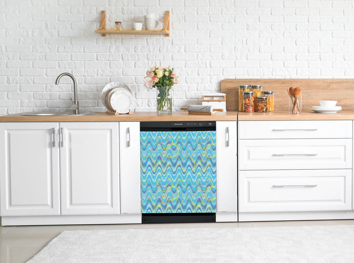 Dishwasher Magnet Cover - Reusable Magnetic Tiles Decal - Pack of 4 Tiles - V055