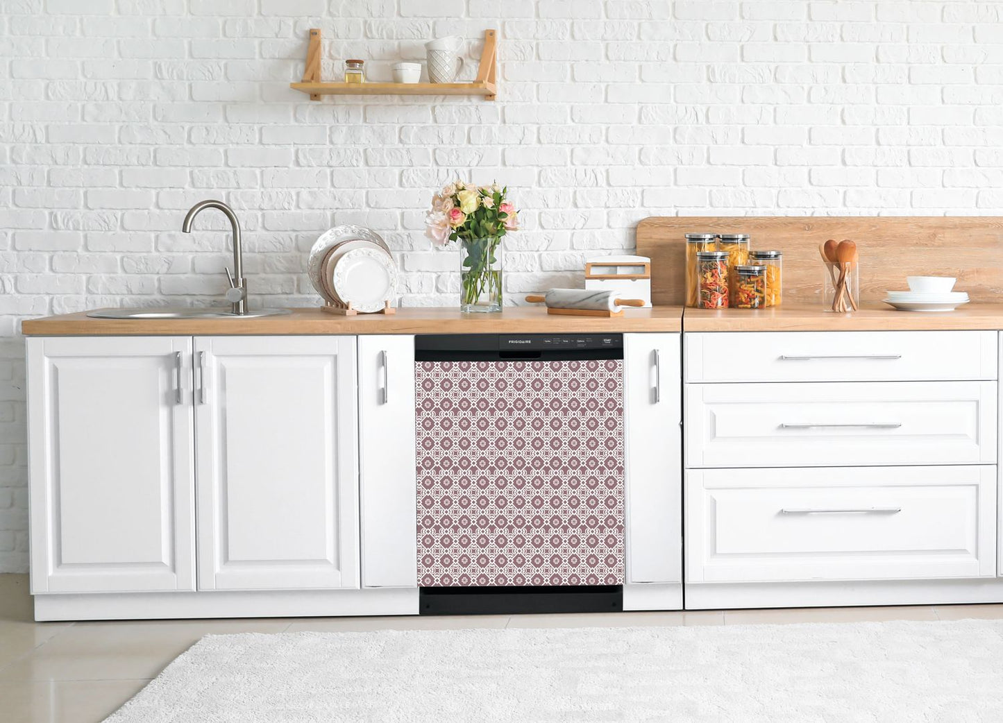 Dishwasher Magnet Cover - Reusable Magnetic Tiles Decal - Pack of 4 Tiles - V065