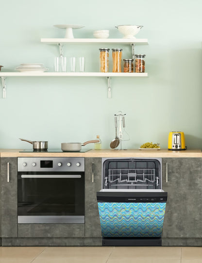 Dishwasher Magnet Cover - Reusable Magnetic Tiles Decal - Pack of 4 Tiles - V055