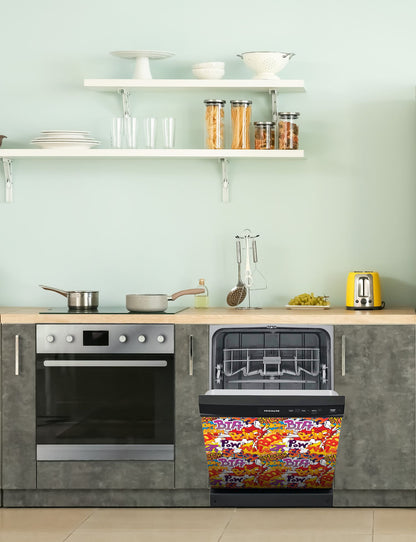 Dishwasher Magnet Cover - Reusable Magnetic Tiles Decal - Pack of 4 Tiles - V061