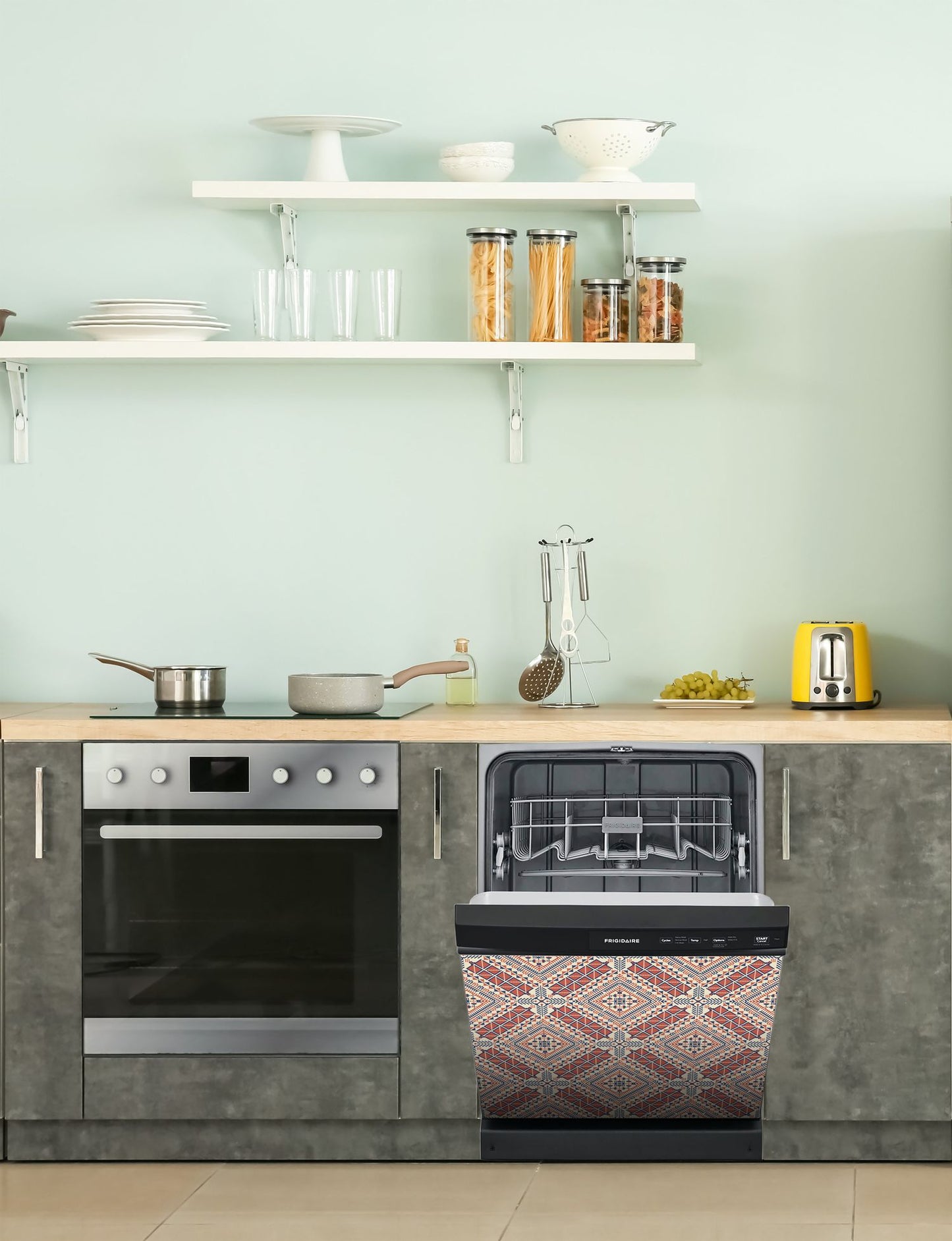 Dishwasher Magnet Cover - Reusable Magnetic Tiles Decal - Pack of 4 Tiles - V071