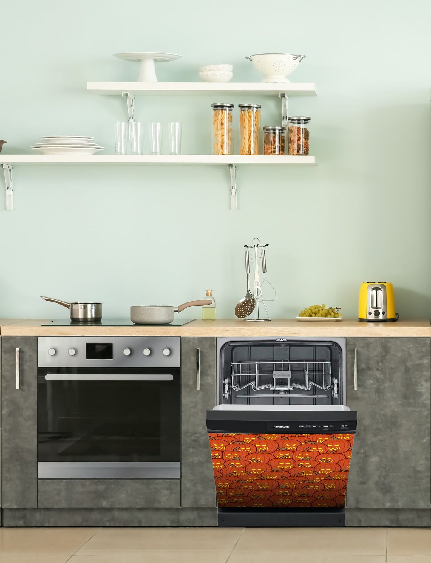 Dishwasher Magnet Cover - Reusable Magnetic Tiles Decal - Pack of 4 Tiles - V062
