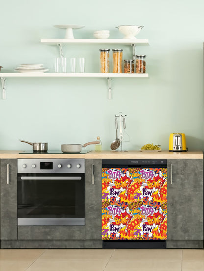 Dishwasher Magnet Cover - Reusable Magnetic Tiles Decal - Pack of 4 Tiles - V061