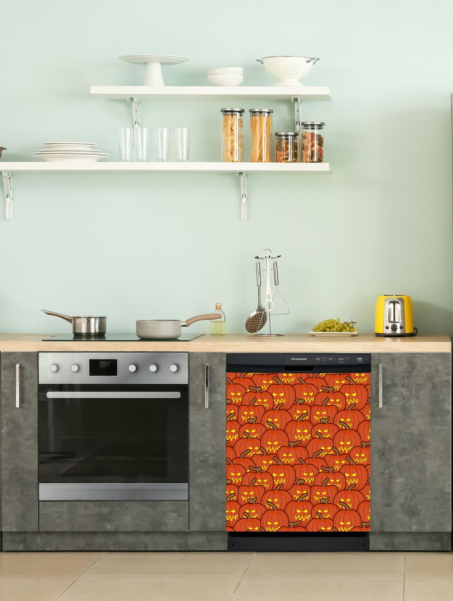 Dishwasher Magnet Cover - Reusable Magnetic Tiles Decal - Pack of 4 Tiles - V062