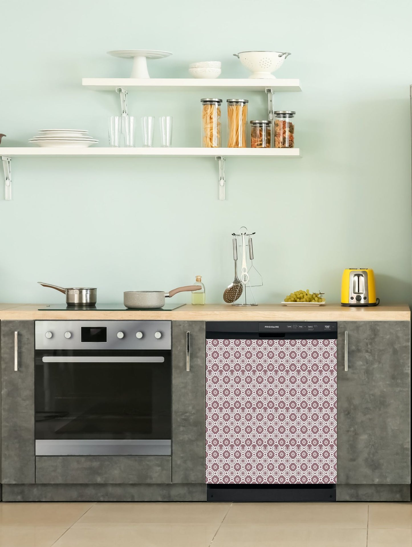 Dishwasher Magnet Cover - Reusable Magnetic Tiles Decal - Pack of 4 Tiles - V065