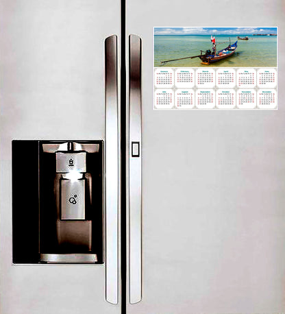 2026 Peel & Stick Calendar - Today is my Lucky Day - Removable - Thai Boat on a Beach (9"x 6")