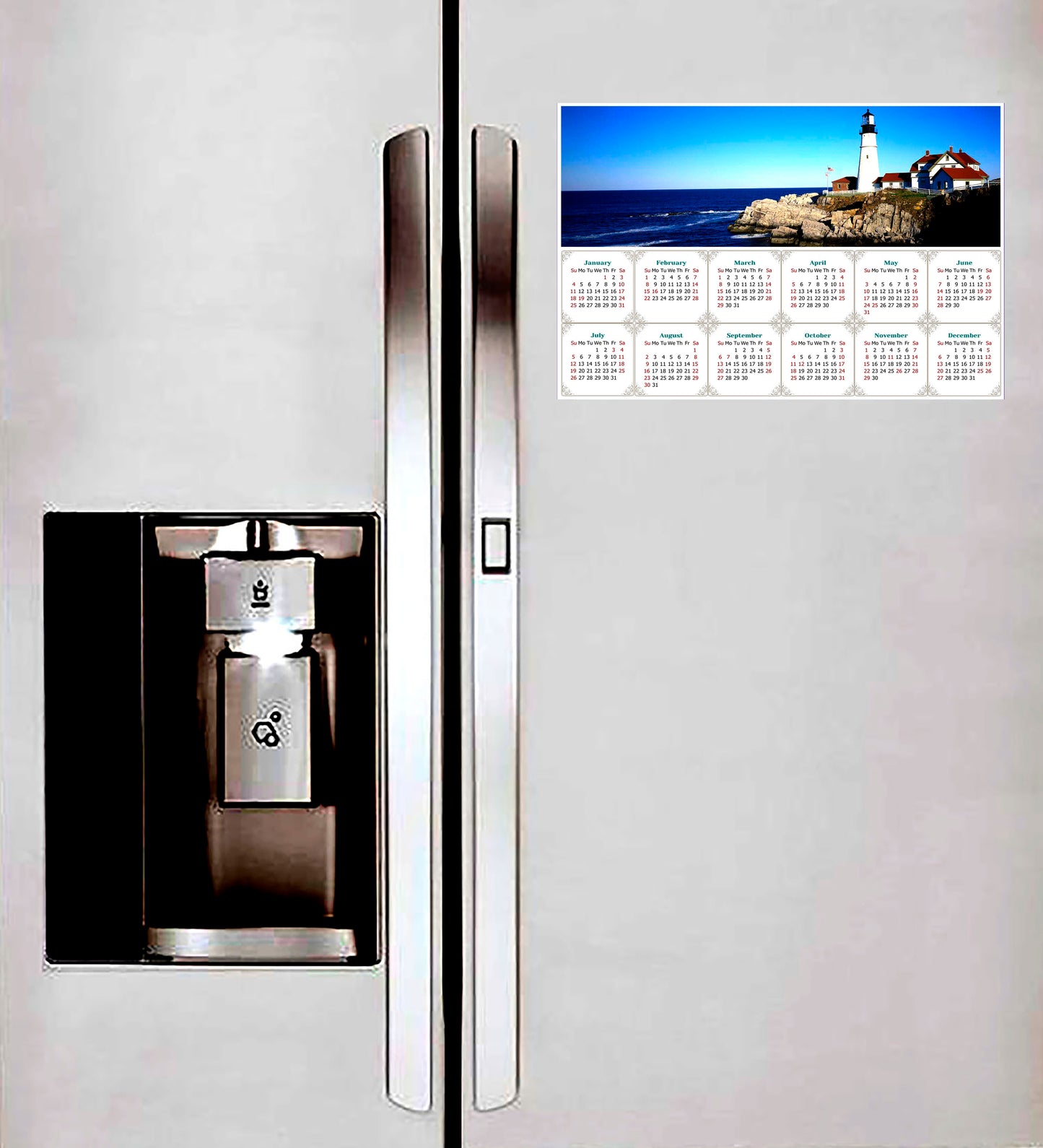 2026 Peel & Stick Calendar - Today is my Lucky Day - Removable -  Portland lighthouse (9"x 6")