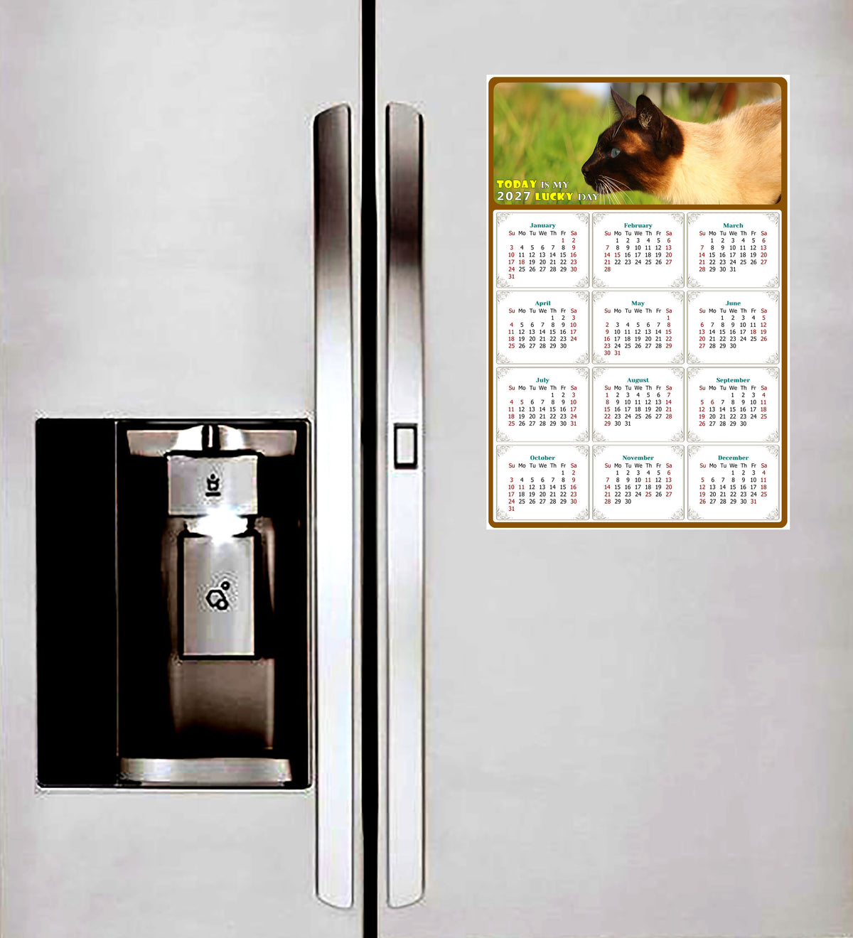 2027 Peel & Stick Calendar - Today is my Lucky Day Removable - Cat 03 (12"x 8")
