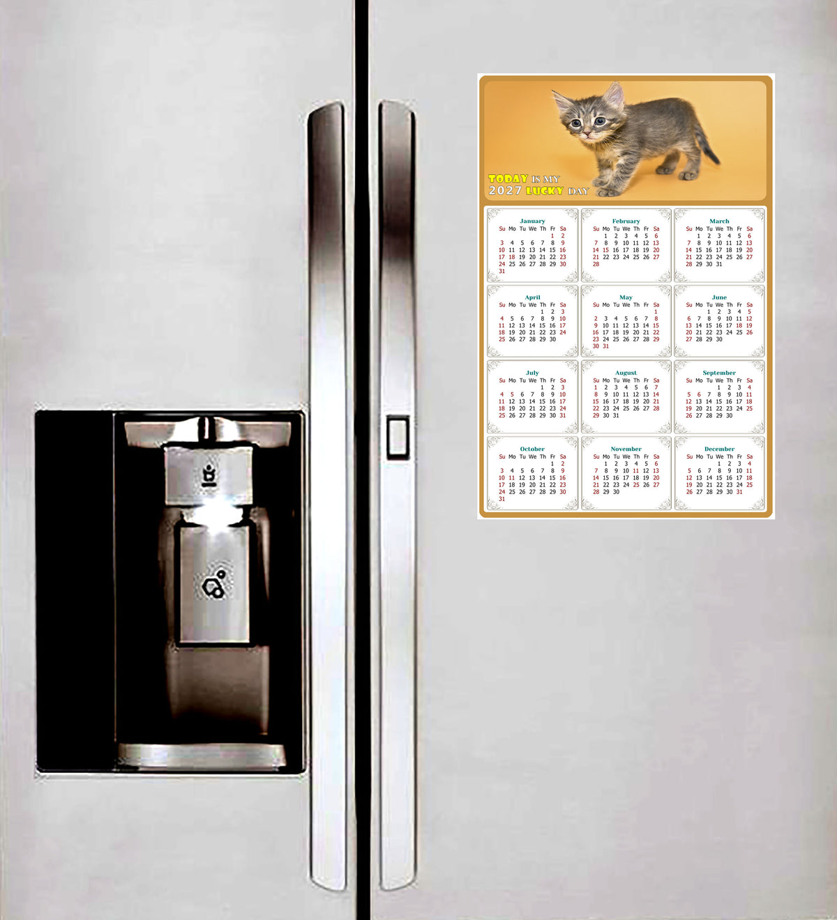 2027 Peel & Stick Calendar - Today is my Lucky Day Removable - Cat 018 (12"x 8")