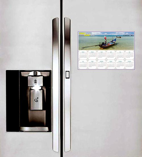 2027 Peel & Stick Calendar - Today is my Lucky Day - Removable - Thai Boat on a Beach (9"x 6")