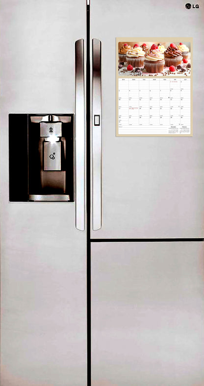 2026 - 2027 Calendar Magnetic Peel & Stick 18 Months 8.5" x 11" Cupcakes