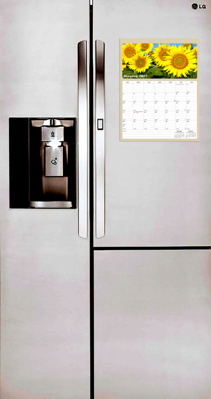 2026 - 2027 Calendar Magnetic Peel & Stick 18 Months 8.5" x 11" Sunflowers